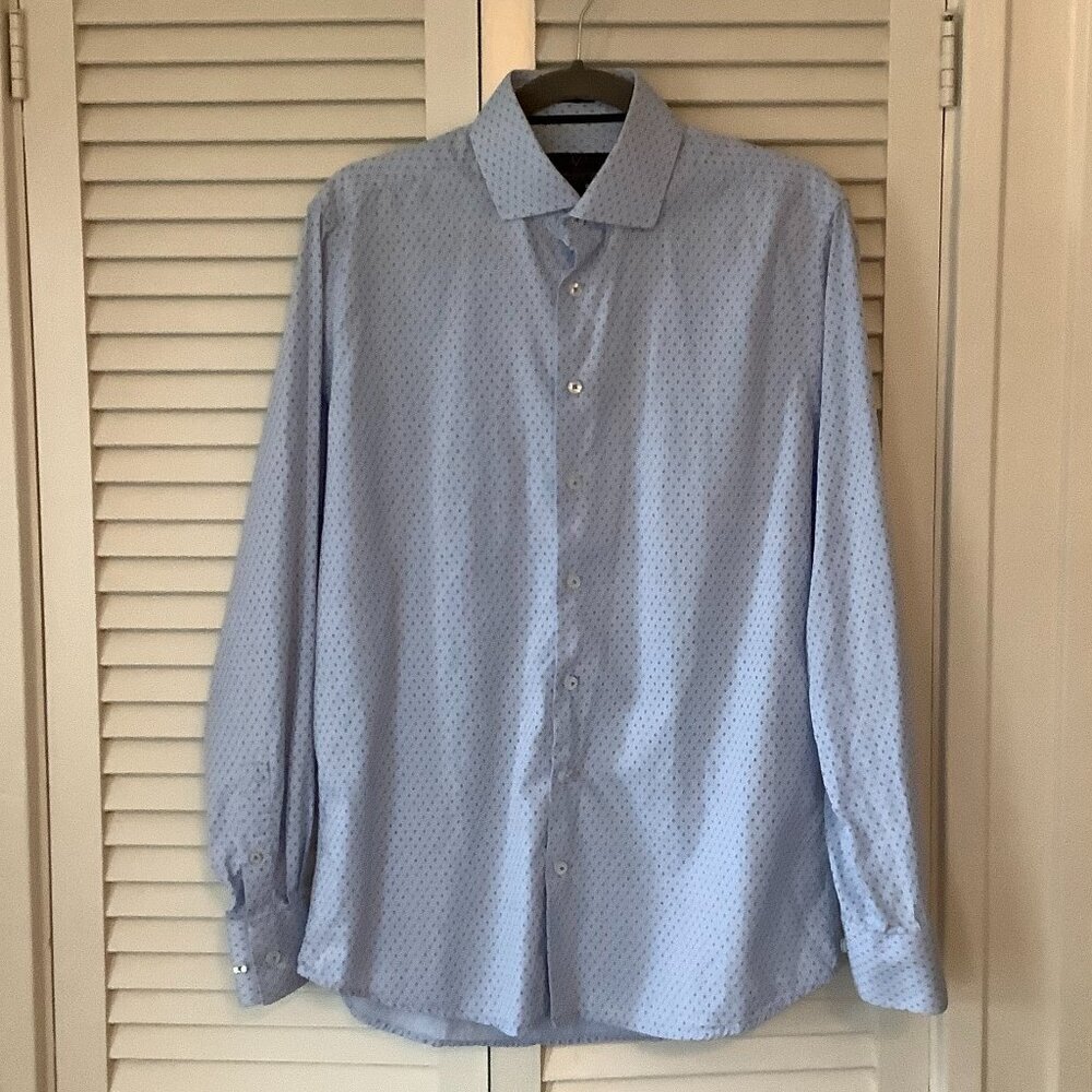 Versace 1969 men's buttondown shirt medium blue pattern modern fit